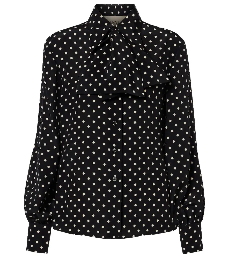 Valentino Bow-detail polka-dots silk shirt