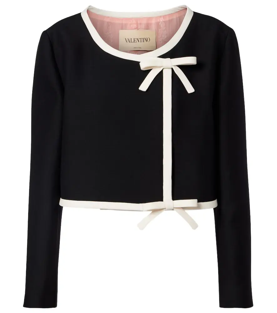 Valentino Crepe Couture bow-detail cropped jacket