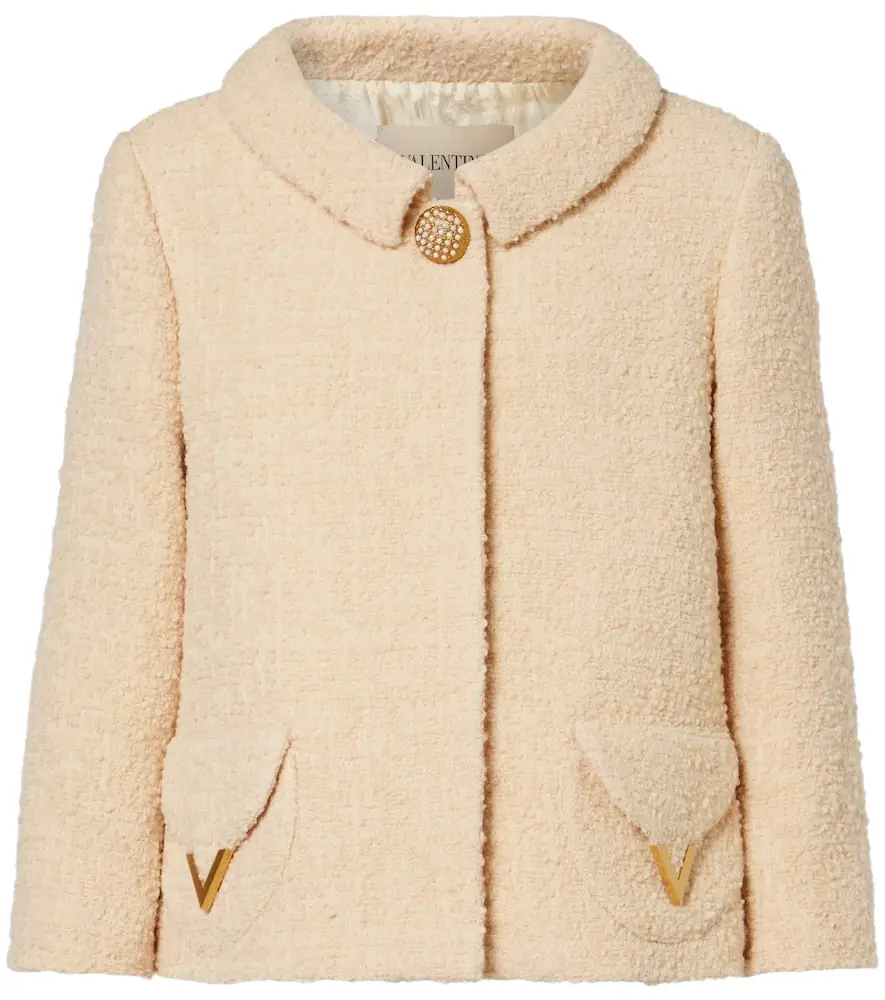 Valentino Embellished wool-blend tweed jacket