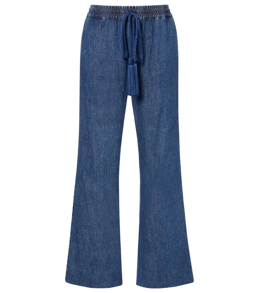 Valentino Cotton chambray wide-leg pants