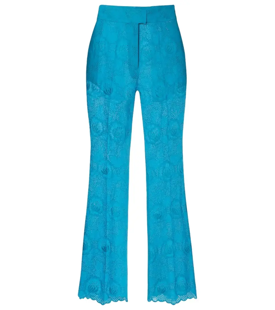 Valentino Broderie anglaise scalloped cotton straight pants