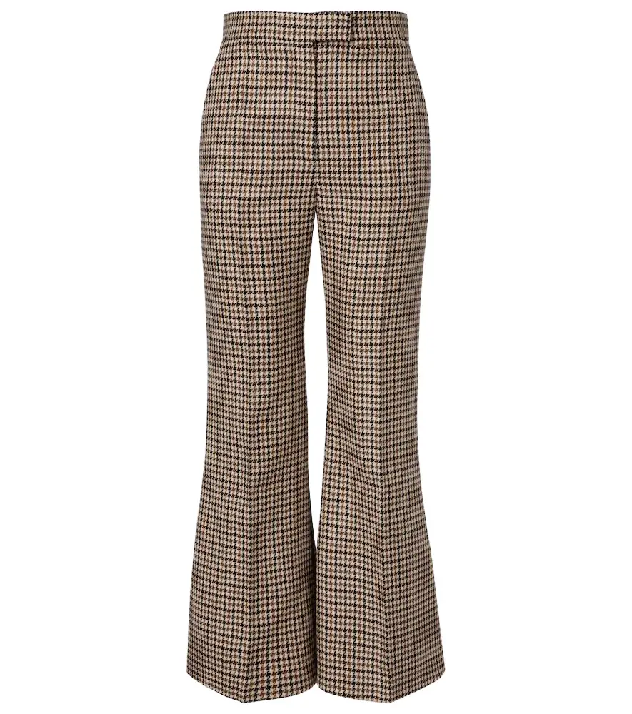 Valentino Houndstooth cropped virgin wool flared pants
