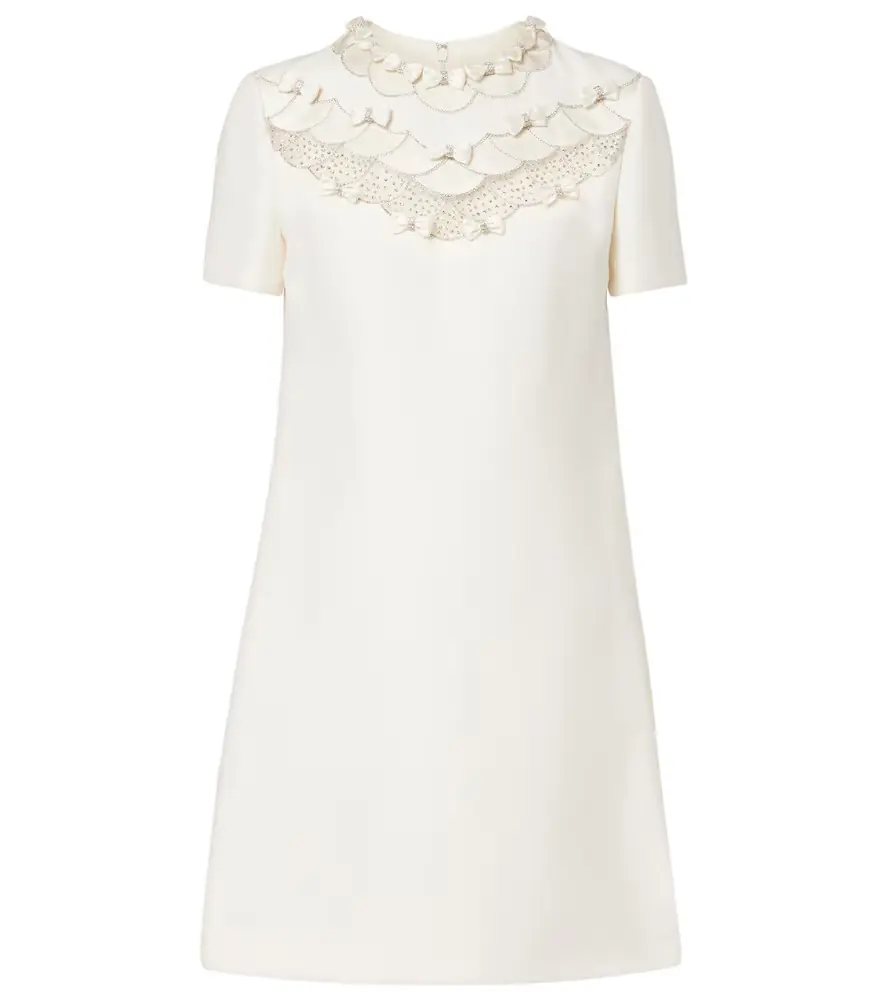 Valentino Crepe Couture bow-detail embellished minidress