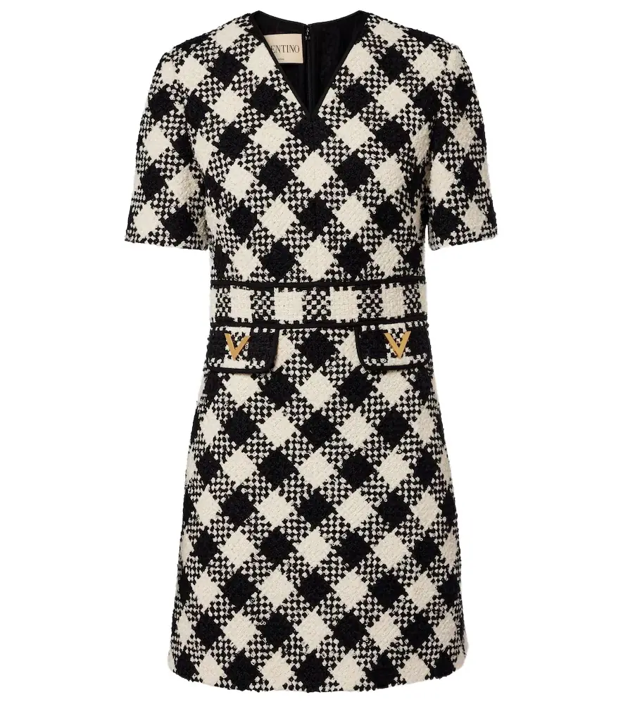 Valentino VGold checked tweed minidress