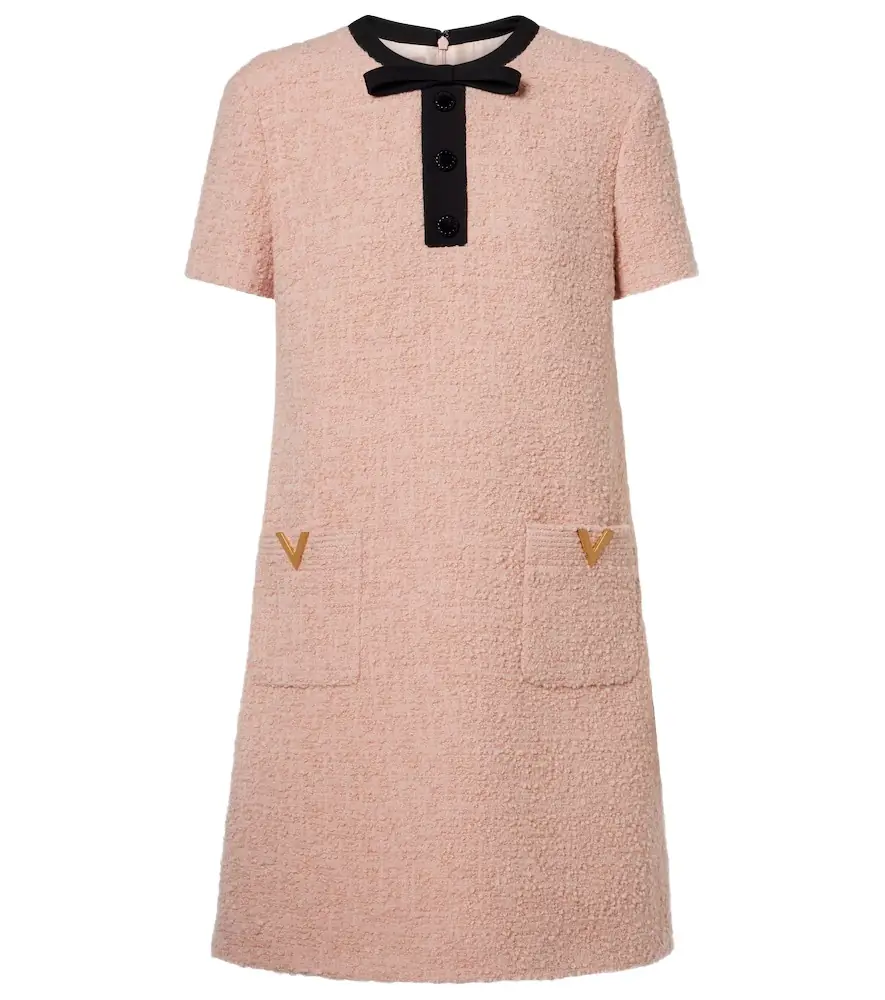 Valentino VGold wool-blend tweed minidress