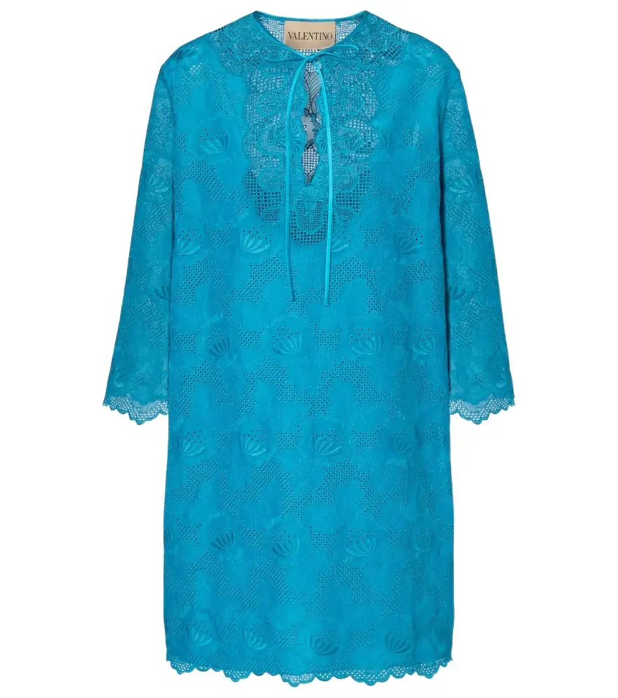 Valentino Broderie anglaise silk-trimmed cotton kaftan