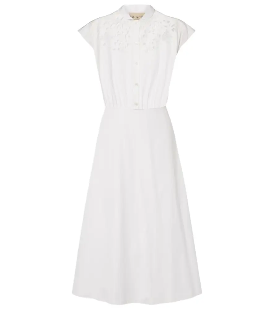 Valentino Guipure lace-trimmed cotton midi dress