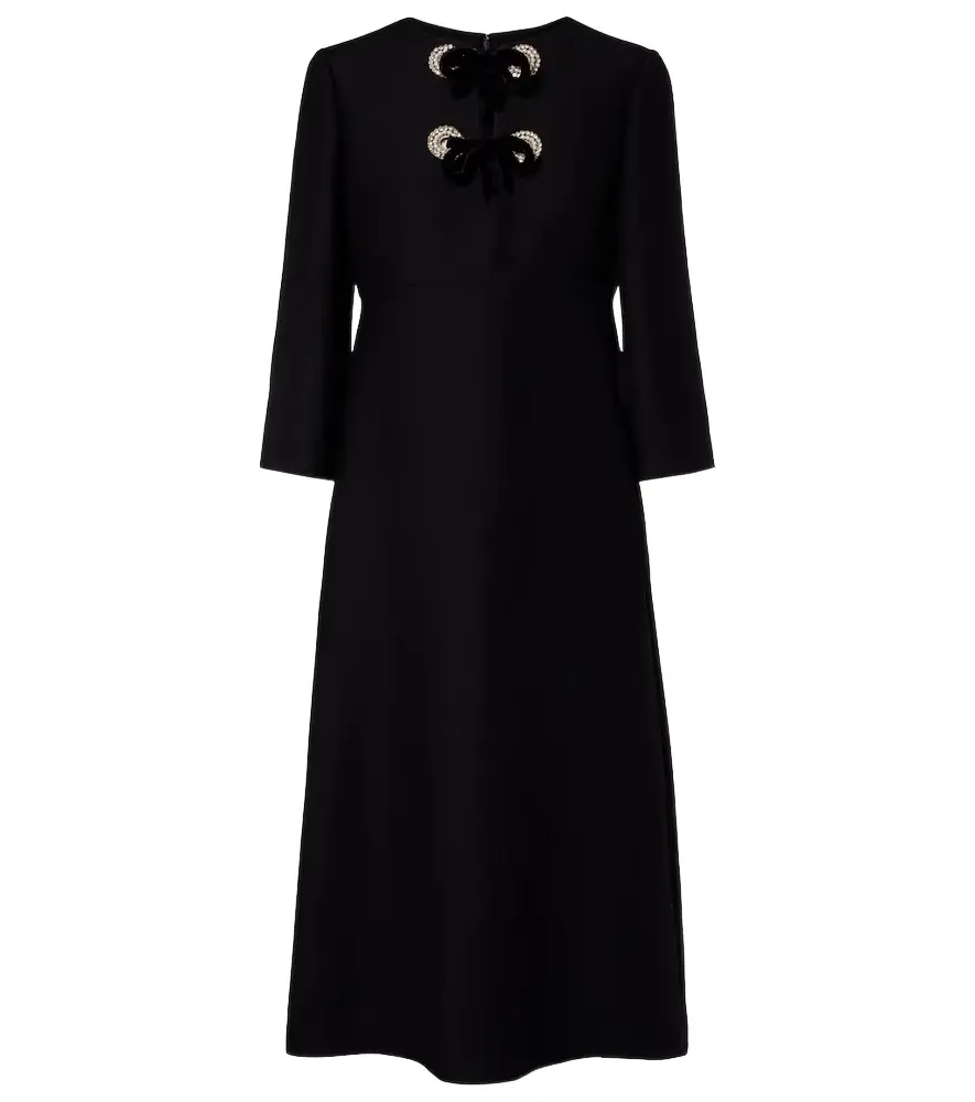 Valentino Crepe Couture embellished midi dress