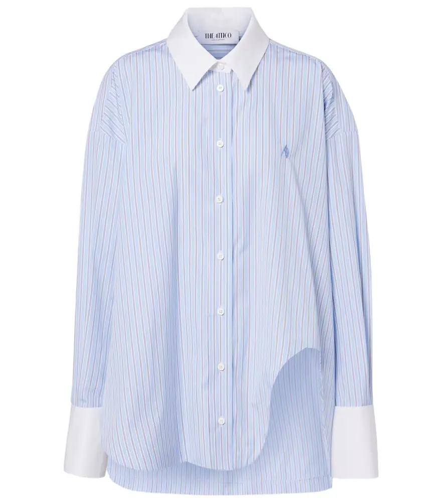 The Attico Striped asymmetric cotton shirt