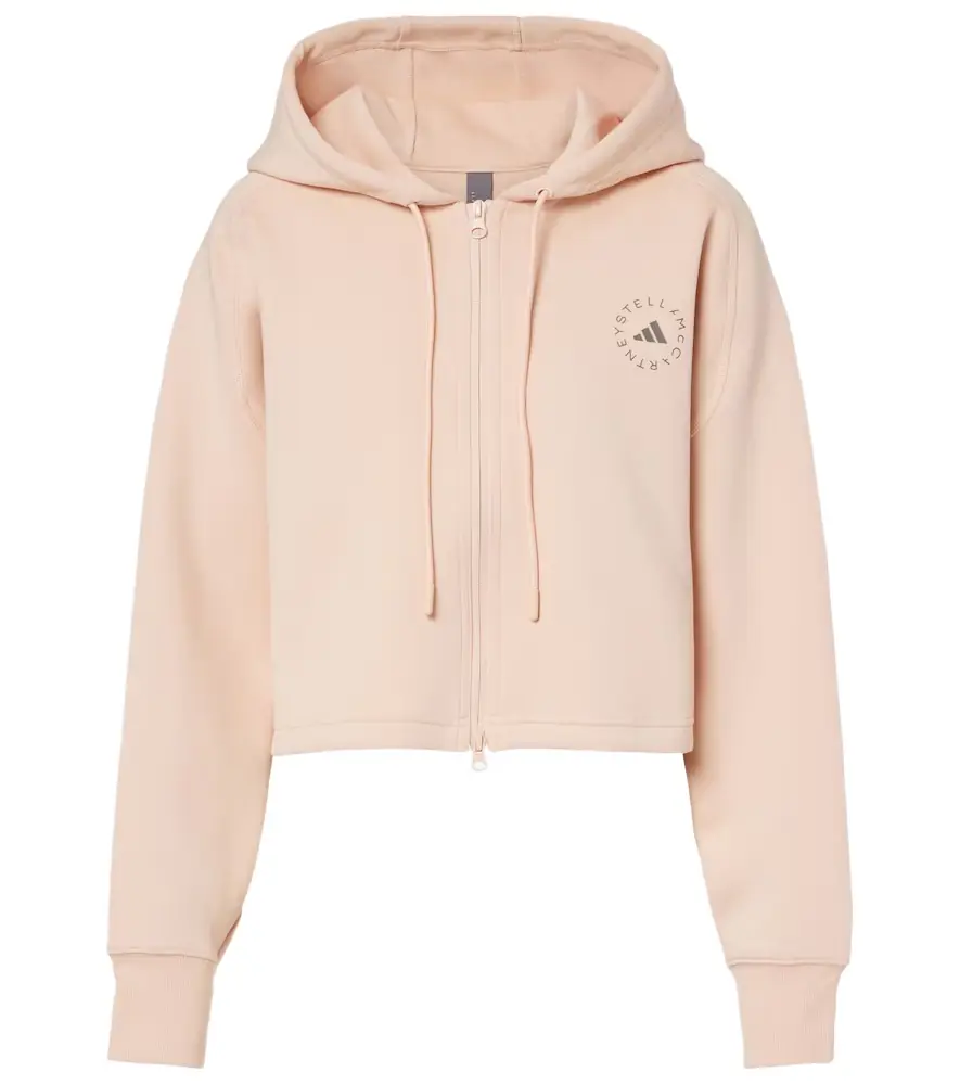 Adidas by Stella McCartney Cropped cotton-blend hoodie