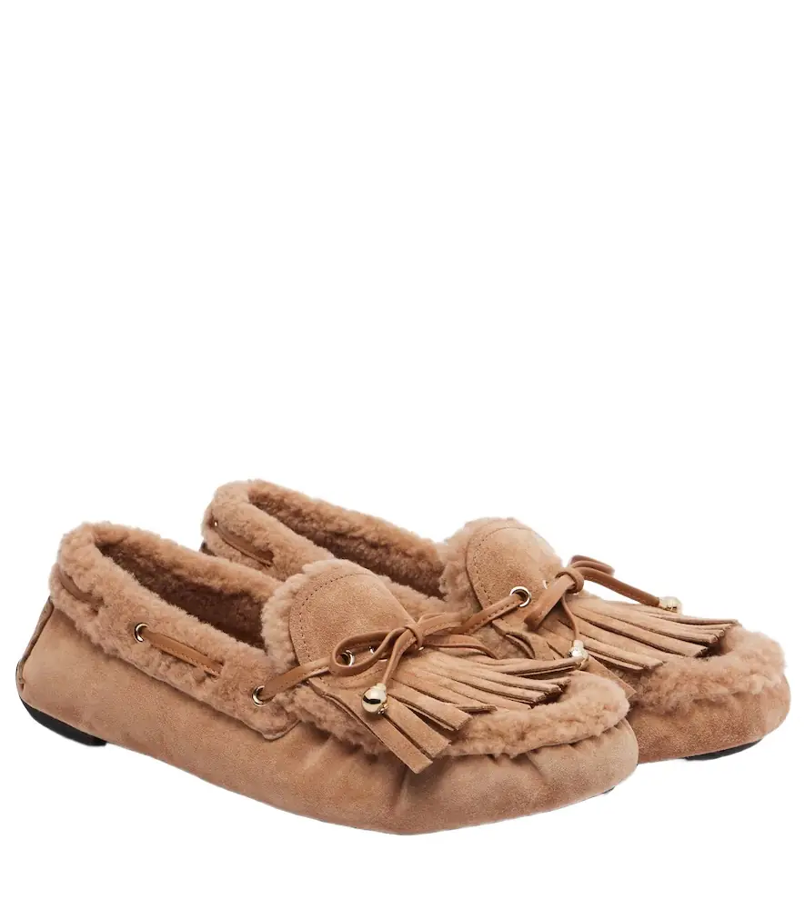 Jimmy Choo Manon F shearling-lined suede boat shoes