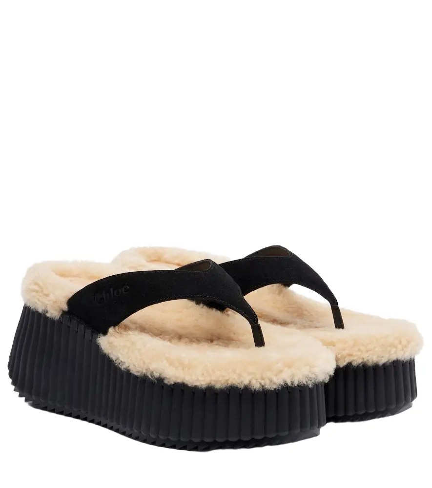 Chloe Chloé Nama 80 suede platform thong sandals