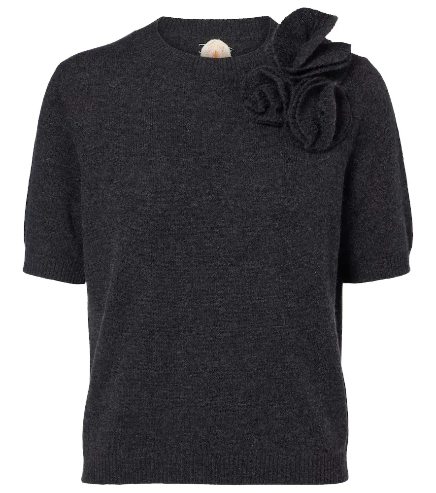 Jardin des Orangers Floral-appliqué wool and cashmere sweater