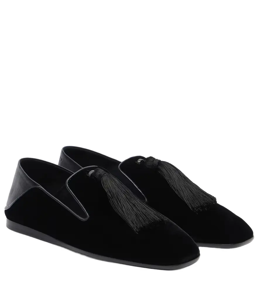 Jimmy Choo Eliot Slipper leather-trimmed velvet slip-on shoes