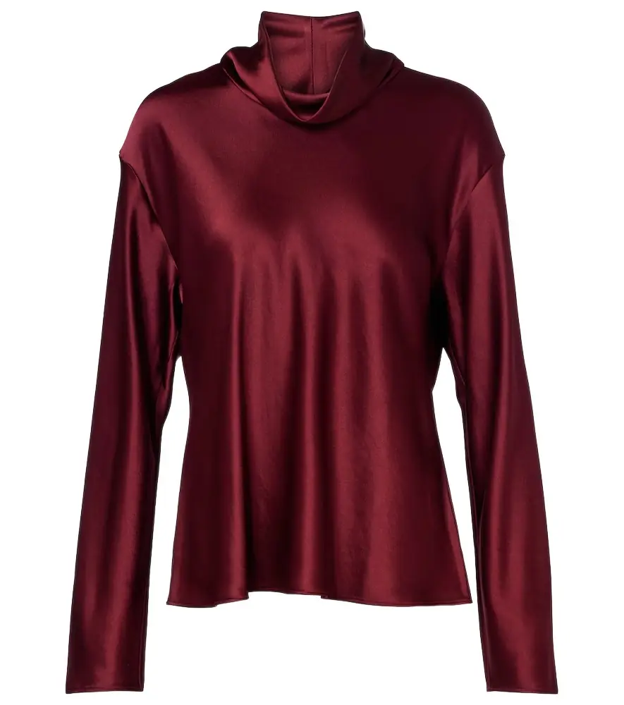 Leset Barb satin turtleneck top