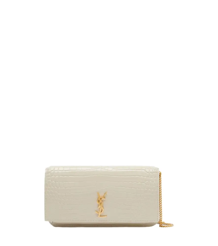 Saint Laurent Cassandre Mini leather phone pouch