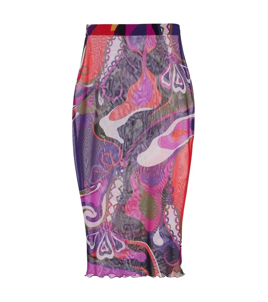 Pucci Orchidee mesh pencil skirt