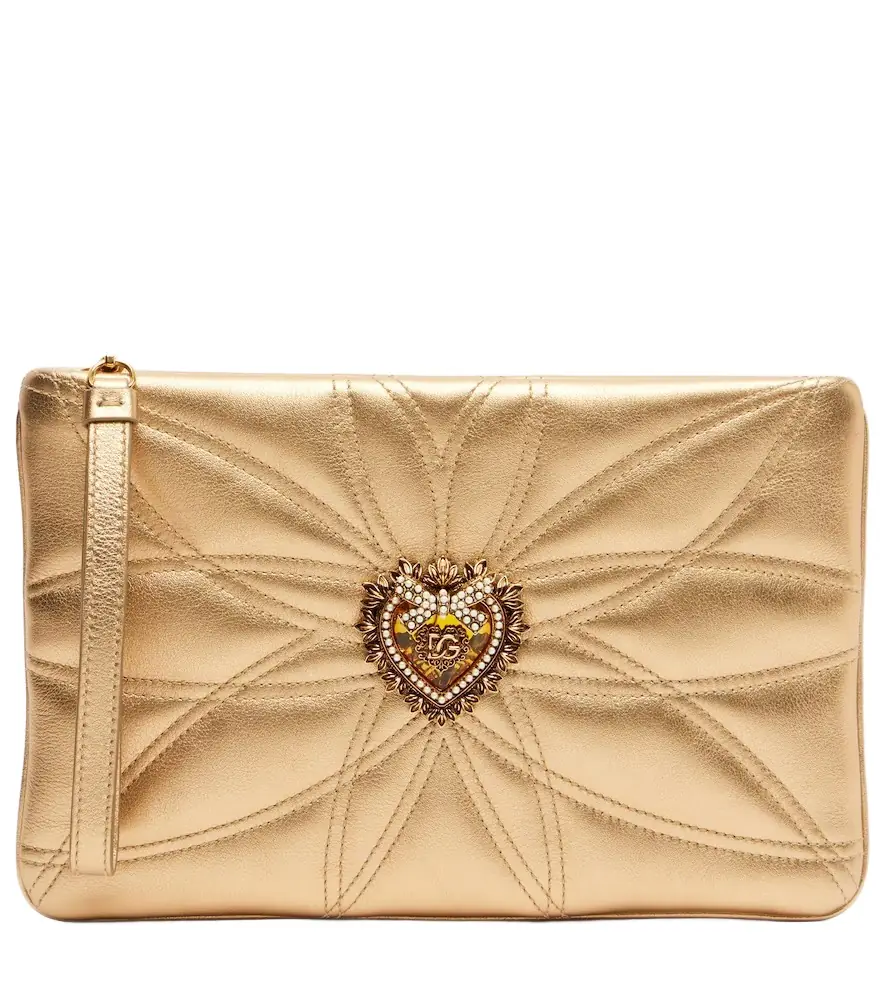 Dolce & Gabbana Devotion Mini metallic leather pouch