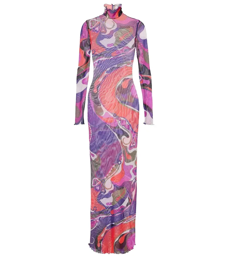Pucci Orchidee mesh maxi dress