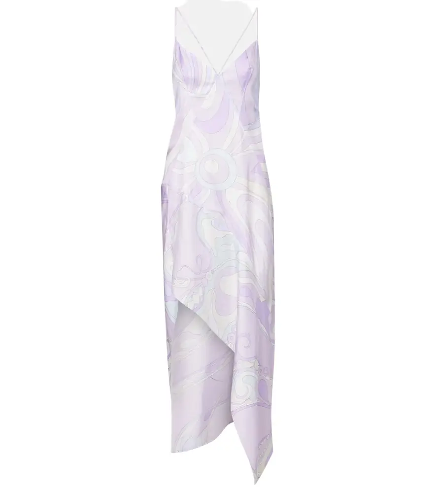 Pucci Marmo asymmetric silk twill maxi dress
