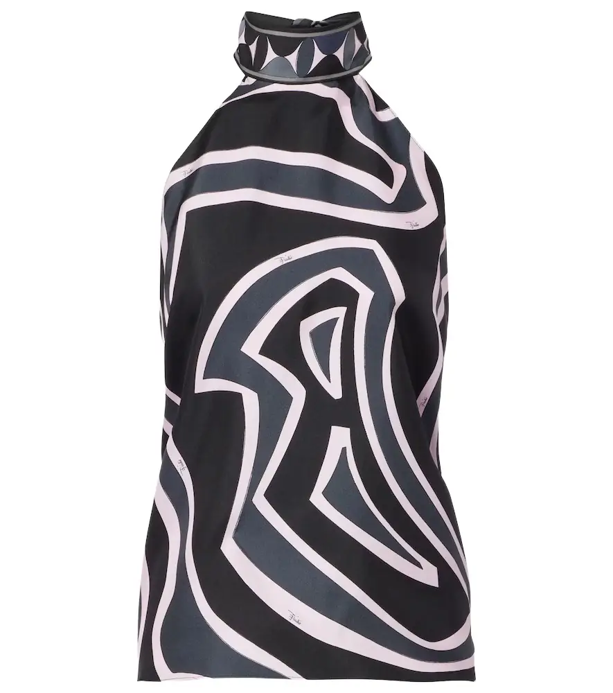 Pucci Iride halterneck silk twill top