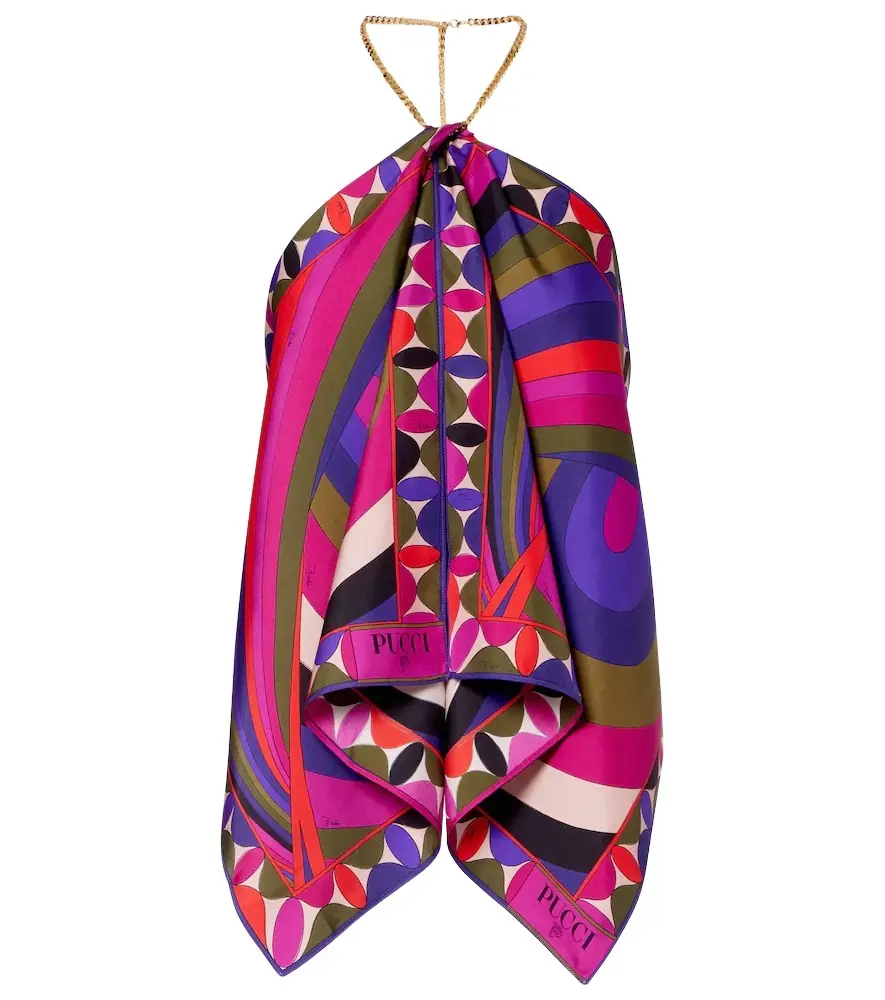 Pucci Iride embellished silk twill top
