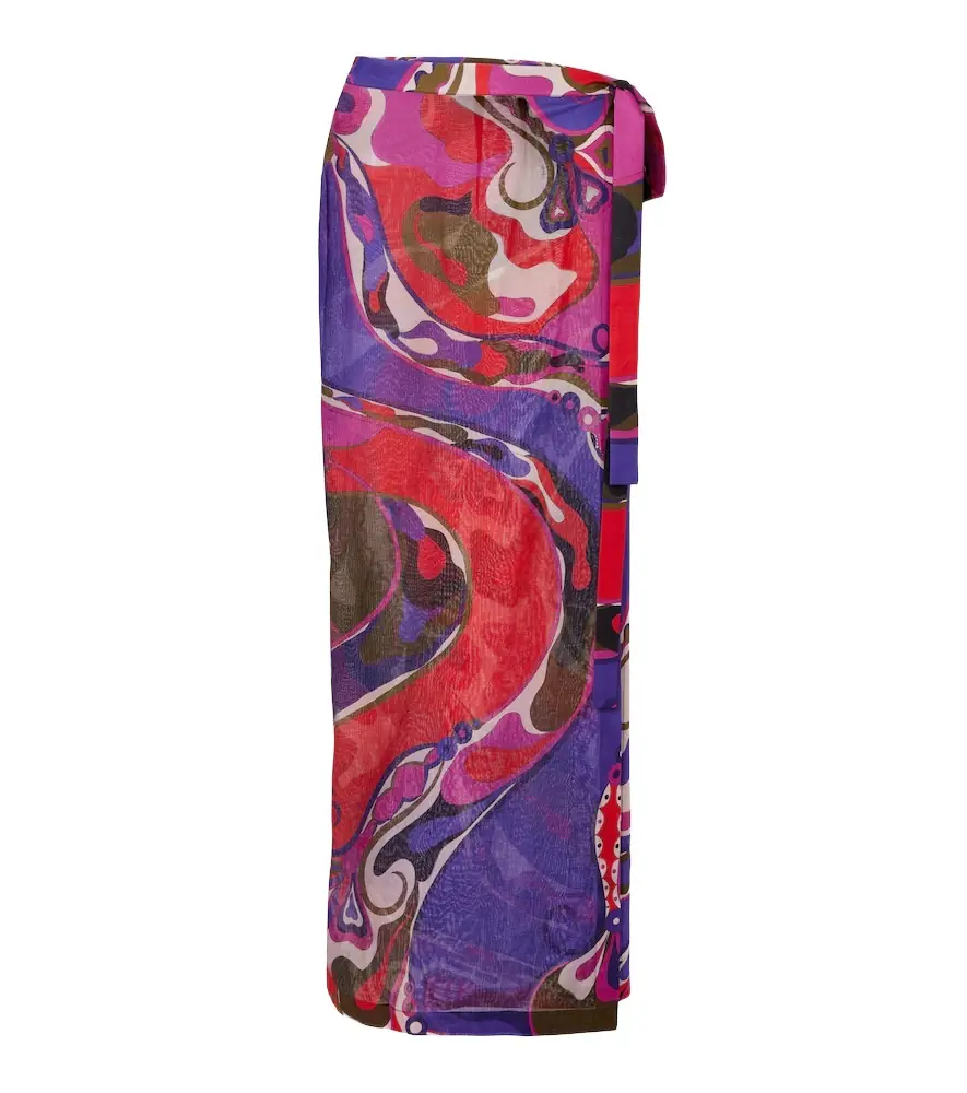 Pucci Orchidee cotton wrap skirt