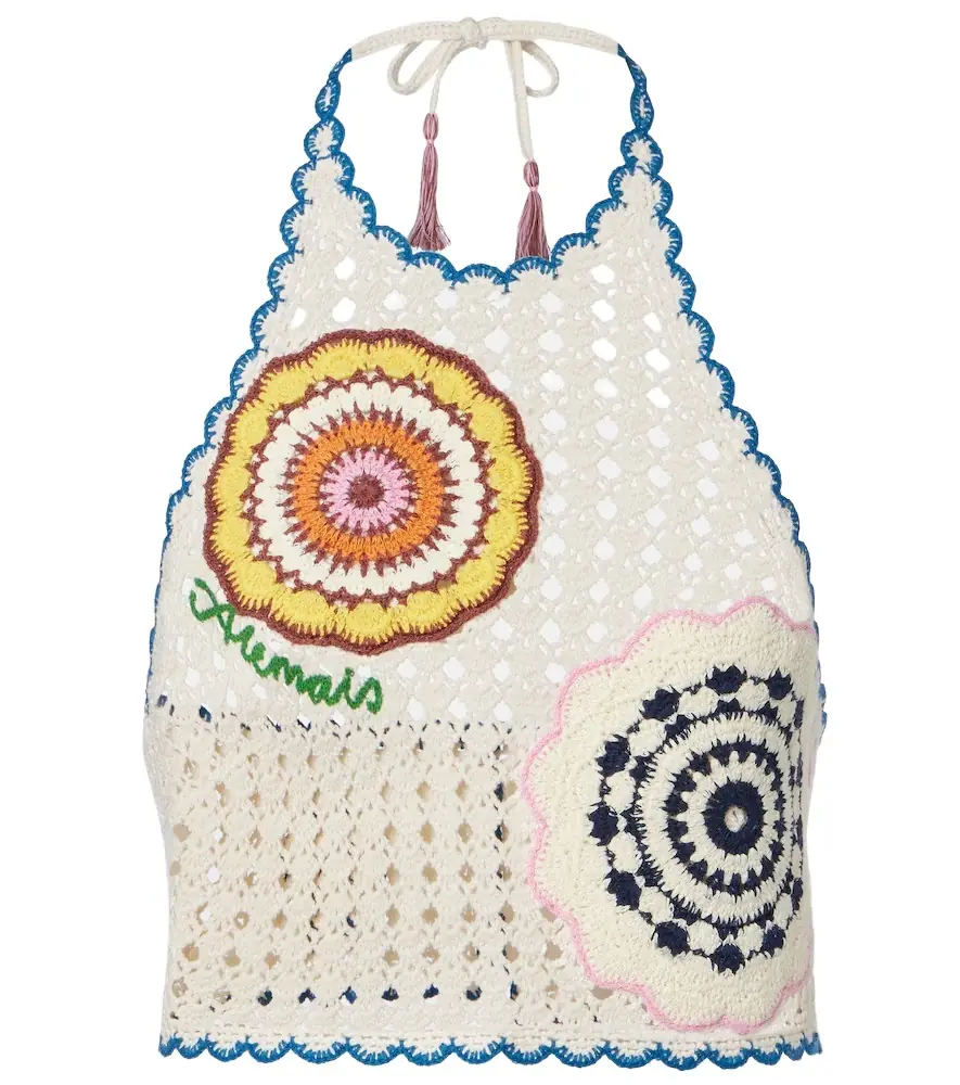 Alemais Alémais Elma crochet embroidered cotton crop top