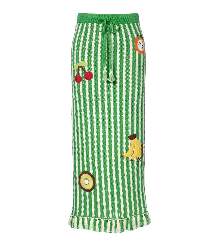 Alemais Alémais Sundae crochet embroidered cotton maxi skirt