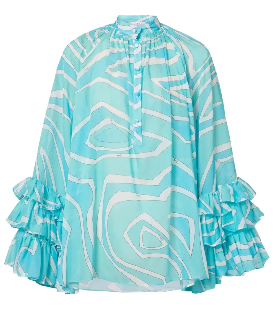 Pucci Marmo ruffled cotton blouse