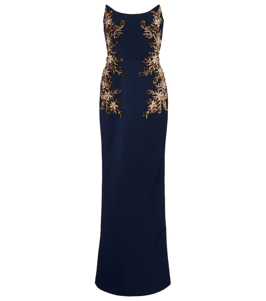 Rebecca Vallance Orla embellished crêpe bustier gown