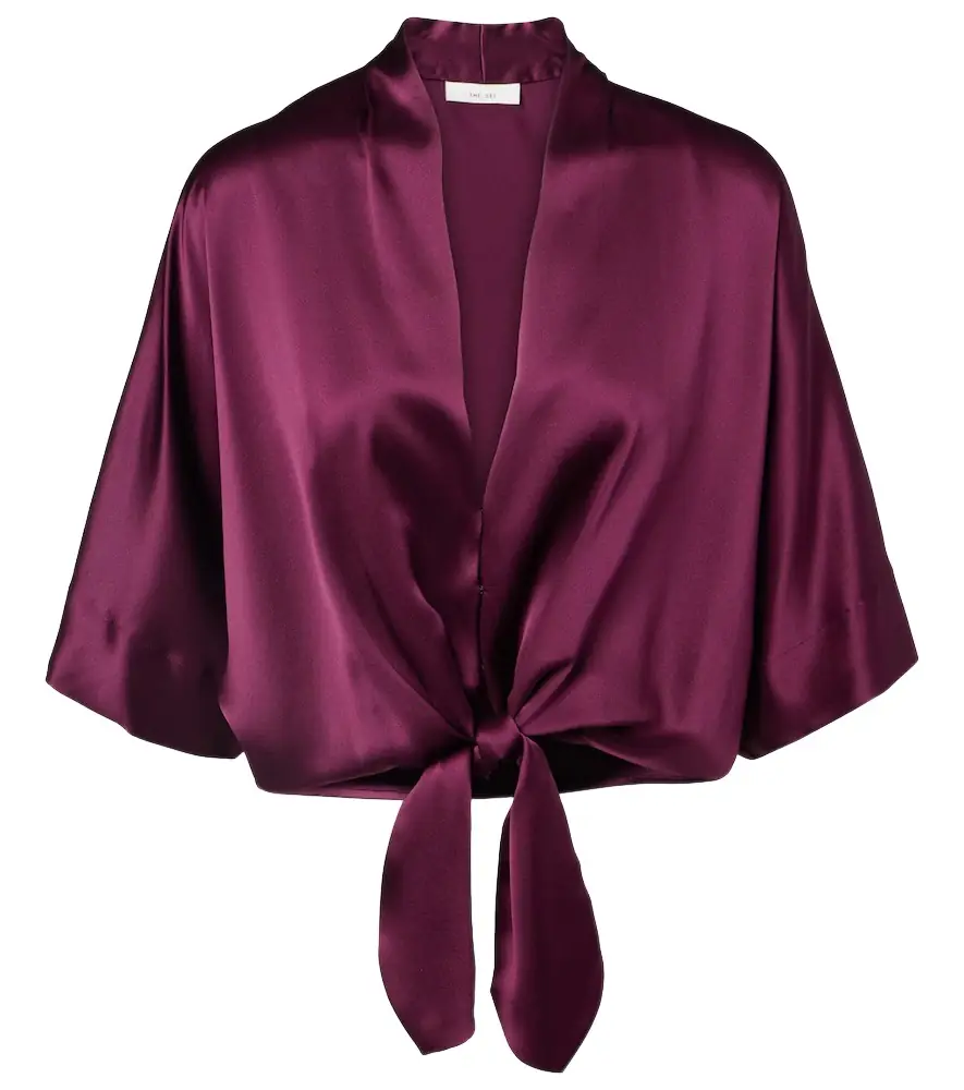 The Sei Cropped silk charmeuse top