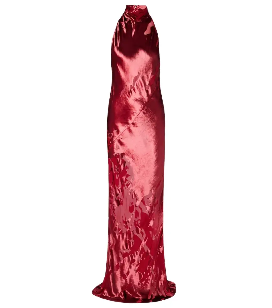 The Sei Halterneck open-back velvet gown