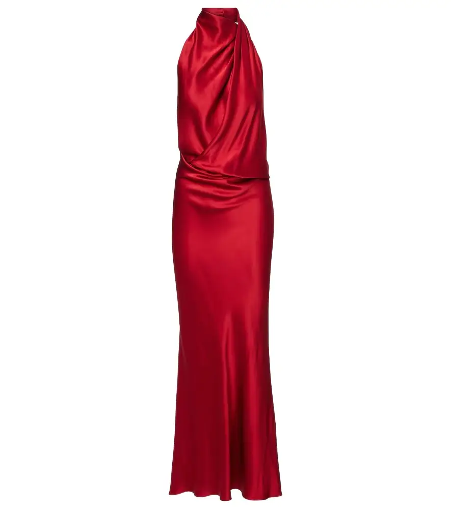 The Sei Draped halterneck silk satin gown