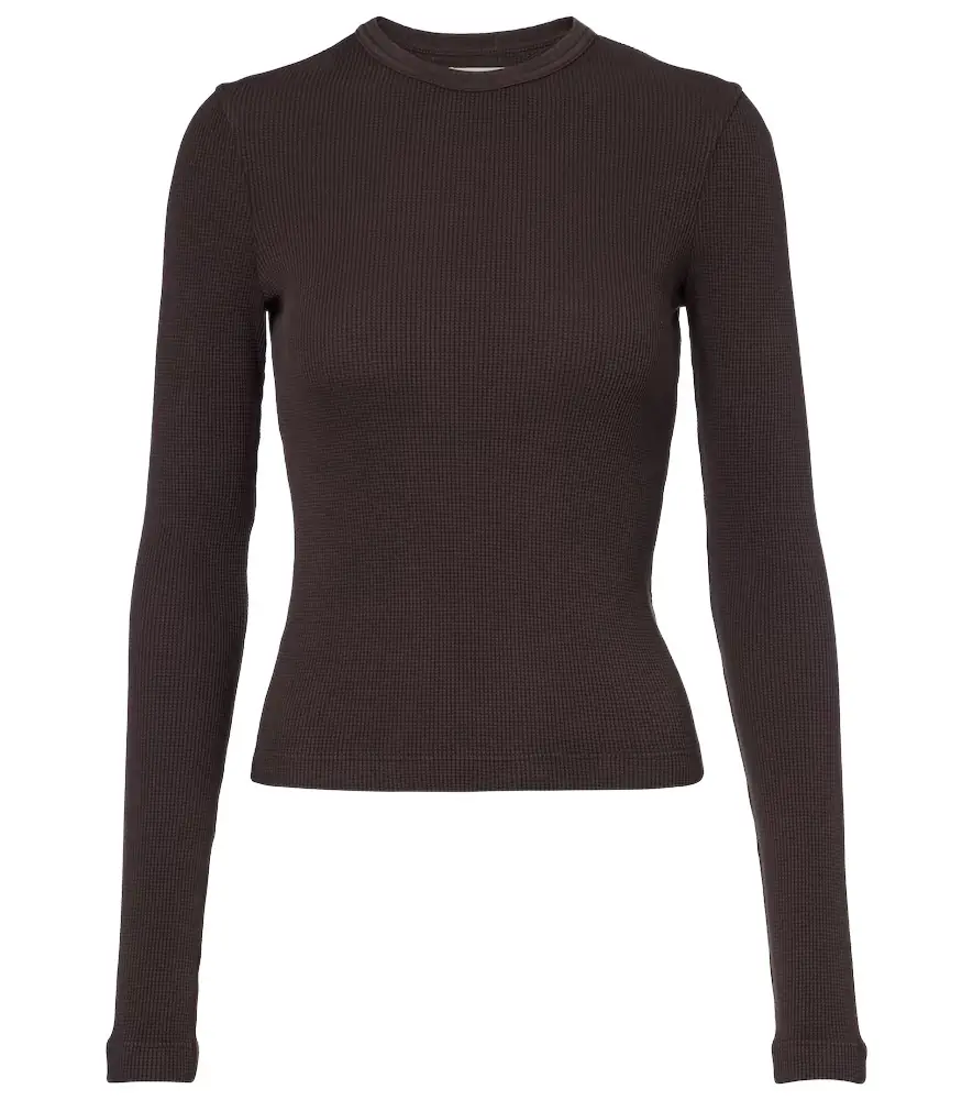 Citizens of Humanity Pilar waffle-knit cropped cotton top