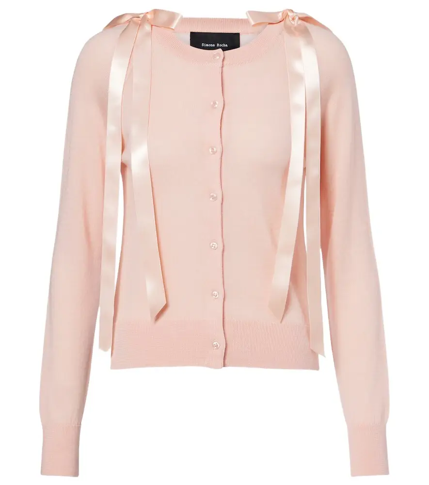 Simone Rocha Bow-detail wool and silk cardigan