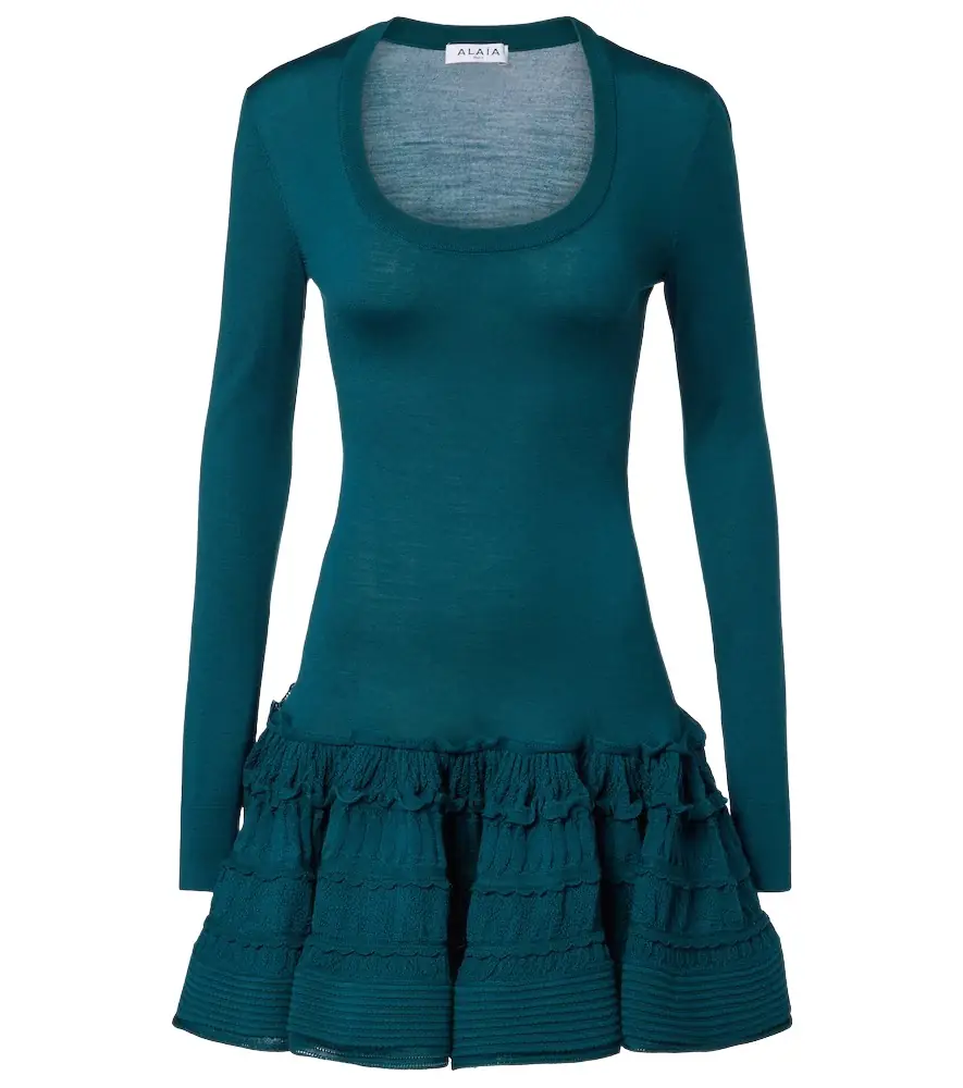 Alaia Alaïa Ruffled wool-blend minidress