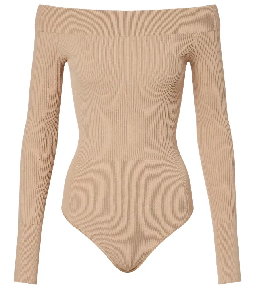 Alaia Alaïa Ribbed-knit off-shoulder bodysuit