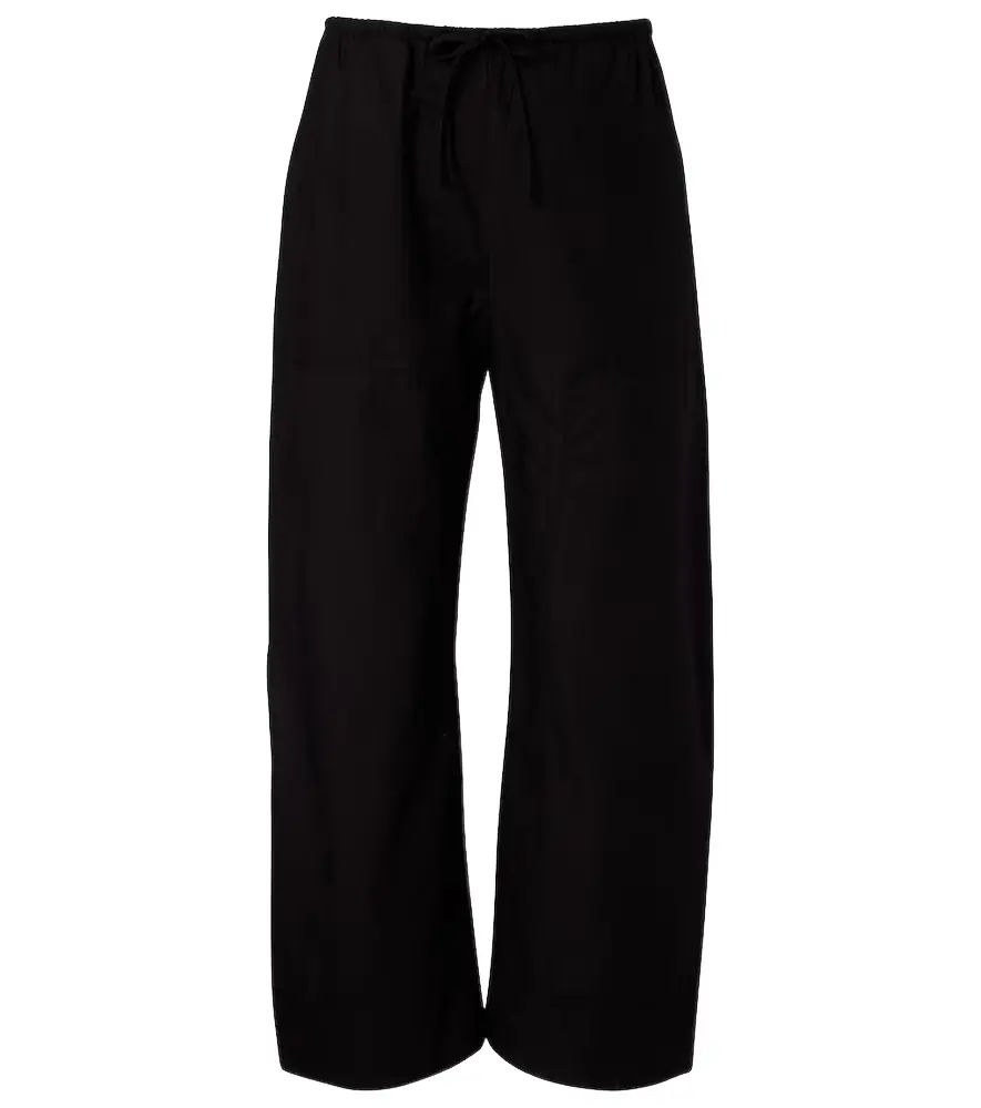 Leset Kyoto cropped cotton wide-leg pants
