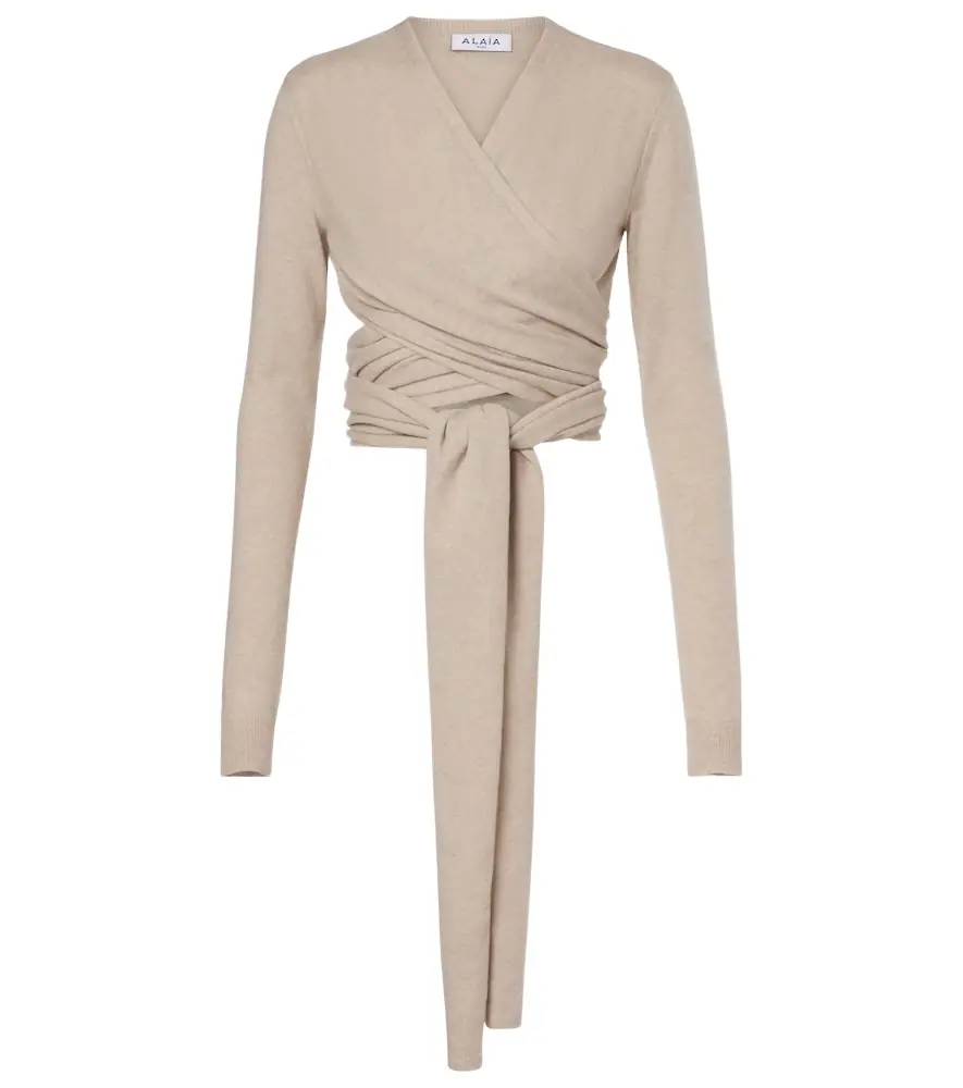 Alaia Alaïa Cashmere and wool-blend wrap top