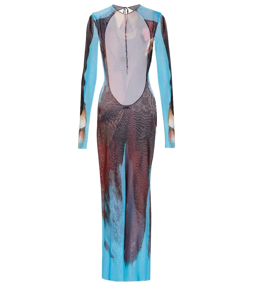 Jean Paul Gaultier Printed sheer maxi dress