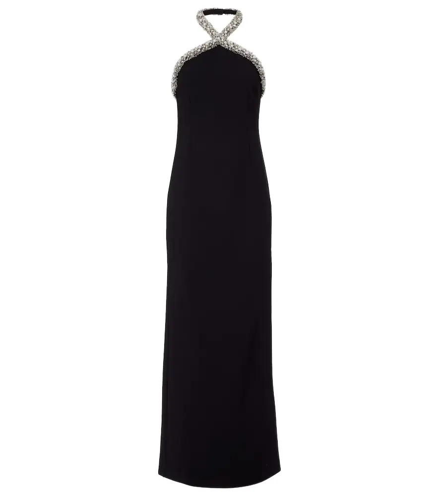 Simkhai Embellished halterneck crêpe gown
