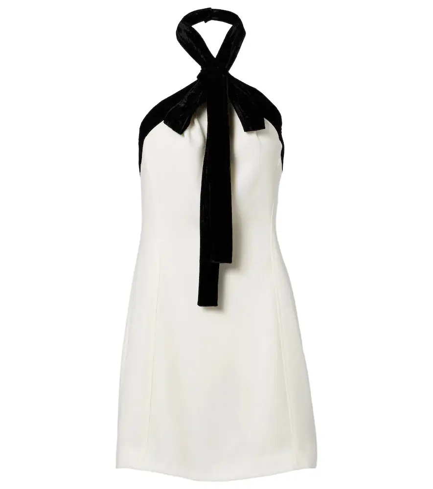 Simkhai Jolie velvet-trimmed crêpe minidress