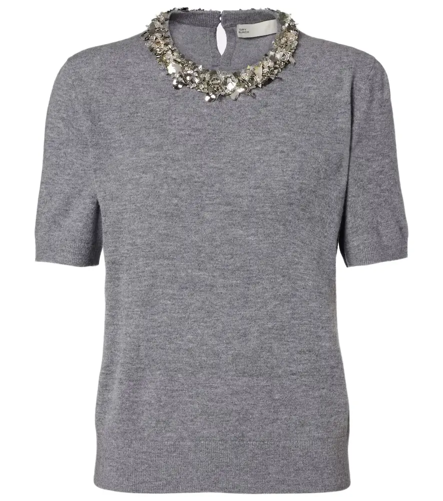 Tory Burch Embellished wool and cashmere top