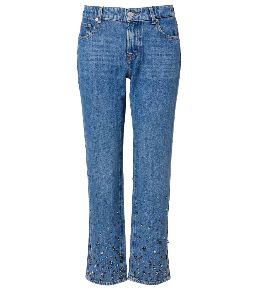7 For All Mankind Calie embellished cropped straight jeans