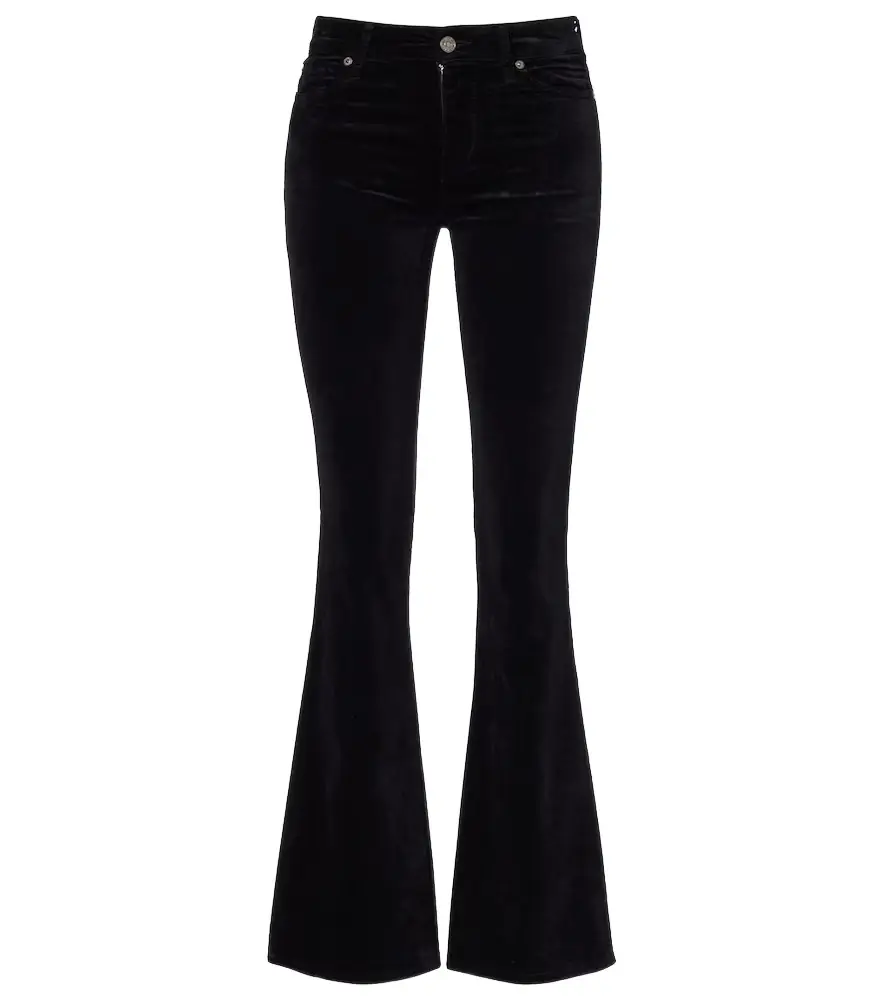 7 For All Mankind Leggy Bootcut mid-rise cotton-blend velvet bootcut pants