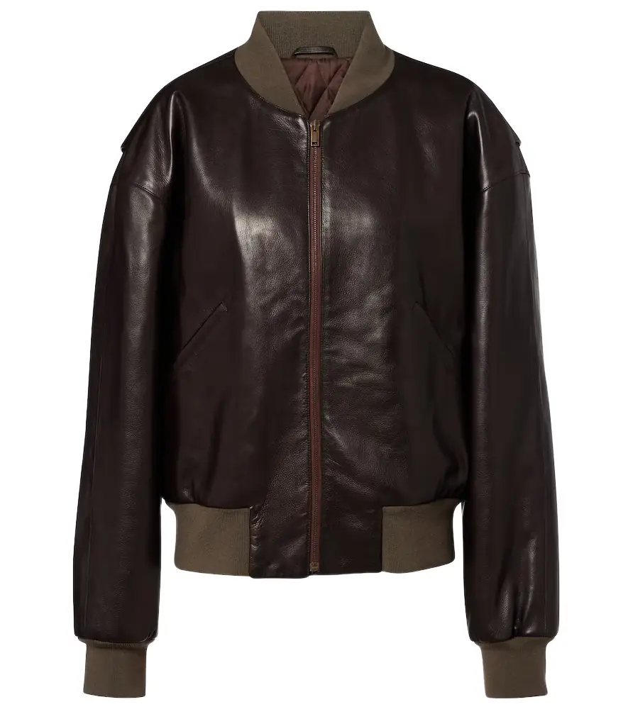 The Row Morisel leather bomber jacket