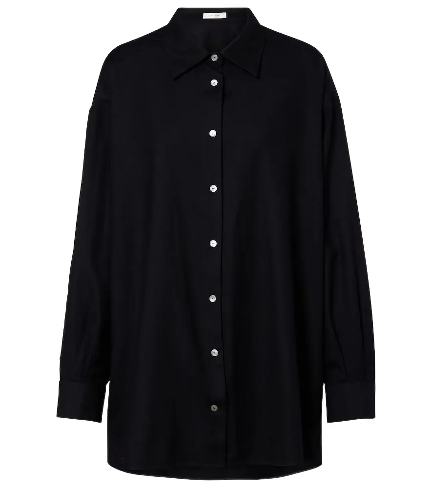 The Row Luka virgin wool flannel shirt