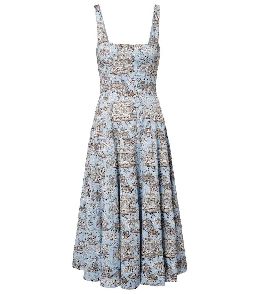 Staud Wells floral cotton poplin midi dress