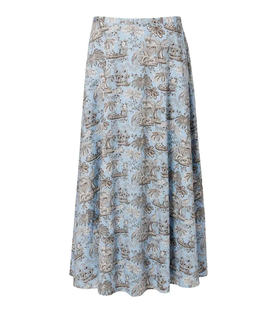 Staud Floral cotton midi skirt